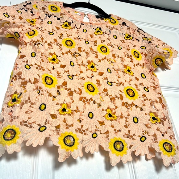 Floral Crochet Knit blouse with ruffle detail - Picture 6 of 13